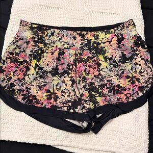 Lululemon Athletica Black and Floral Shorts